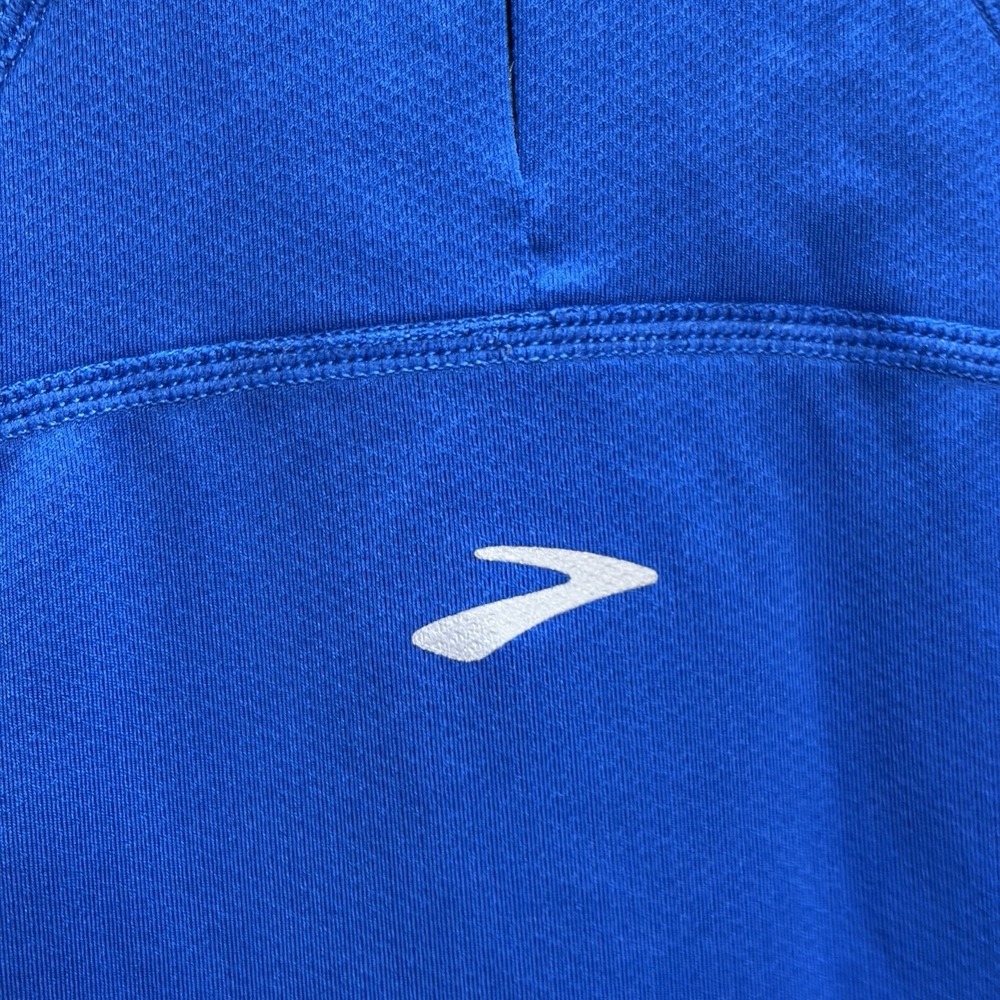 Brooks Women's XL Equilibrium Blue Zip V Neck Running Shirt Short Sleeve - Picture 6 of 10